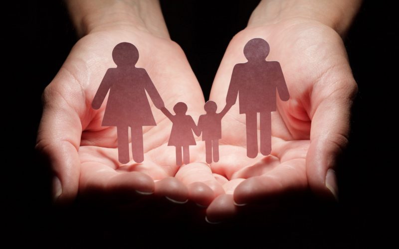 Family abstract in palm